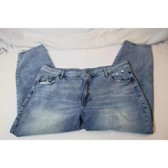 Old Navy O.G. Straight Leg High Rise Lite Wash Blue Jeans Size:20 Distressed - Picture 3 of 16